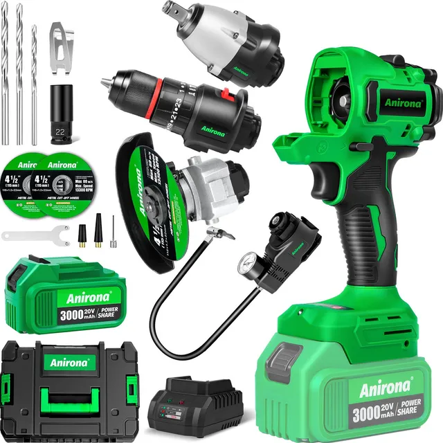 Taladro + Llave De Impacto Inalámbrico 4 En 1 Metax Anirona