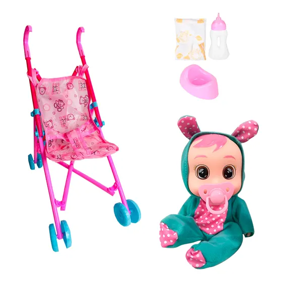 Muñeca Bebes Llorones Con Sonidos Coche Tetero Juguete Niñas