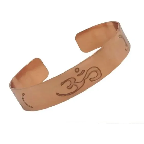 Pulseira De Cobre P Símbolo Om Radiestesia Proteção Meditaçã
