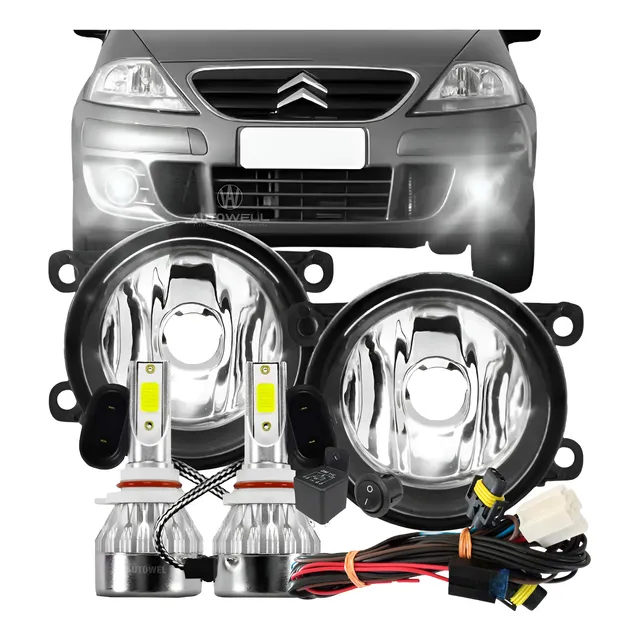 Kit Farol Milha + Lâmpadas Led Citroën C3 C4 2006 Até 2012
