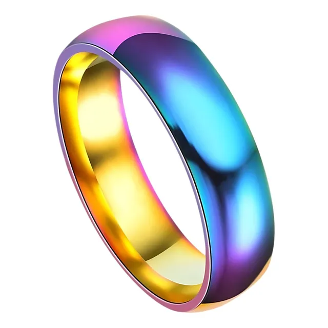 Anillo Argolla Circular Azul Titanio Acero Inoxidable Hombre