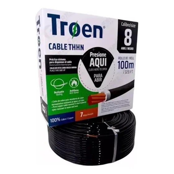 Cable Troen N°8 Thw 100% Cobre Por 100 Metros