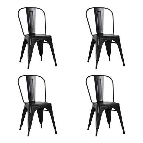 Set de 4 sillas de metal diseño Tolix Empoli negro