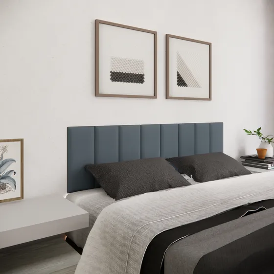 Cabeceira de cama box em Módulos Estofados RR Shopp 8 Módulos Queen 160cm x 45cm Cor Grafite