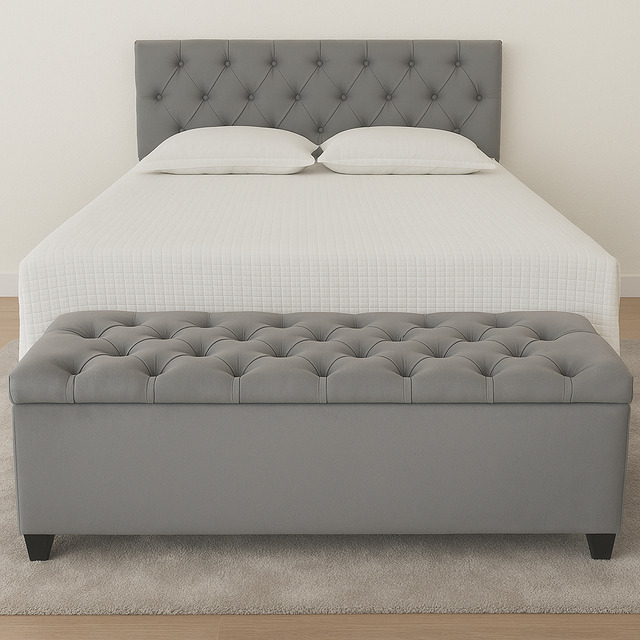 Cabeceira Estofada Para Cama Queen 160x50cm E Baú New 160cm Cabeceira Estofada Para Cama Queen 160x50cm E Baú New 160cm