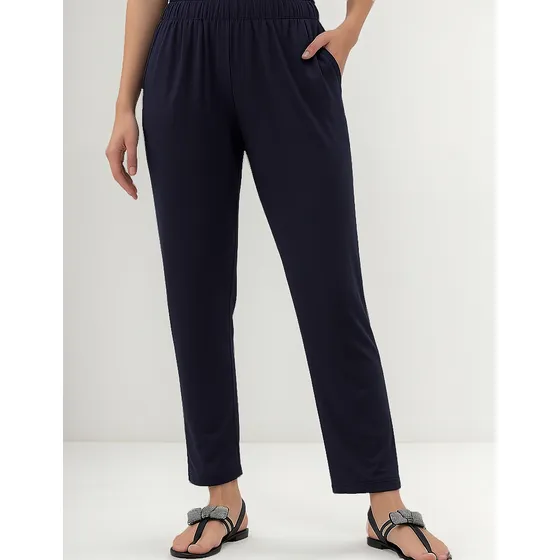 Pantalon Mujer Talles Grandes Seda Fria Con Elástico Recto 