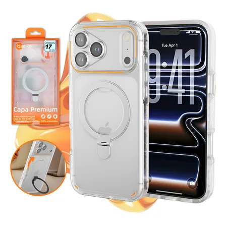Capa Capinha Para iPhone Com Suporte Magsafe 17/16/15/14 360 Branco iPhone 17 Pro Max