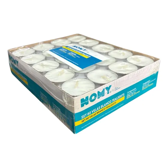 Juego Velas Tea Light Pebetero Set 80 Unidades Blancas