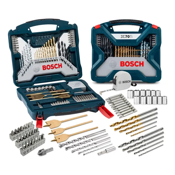 Kit De Pontas E Brocas Para Furar E Parafusar Em Titânio Bosch X-line 70 Peças