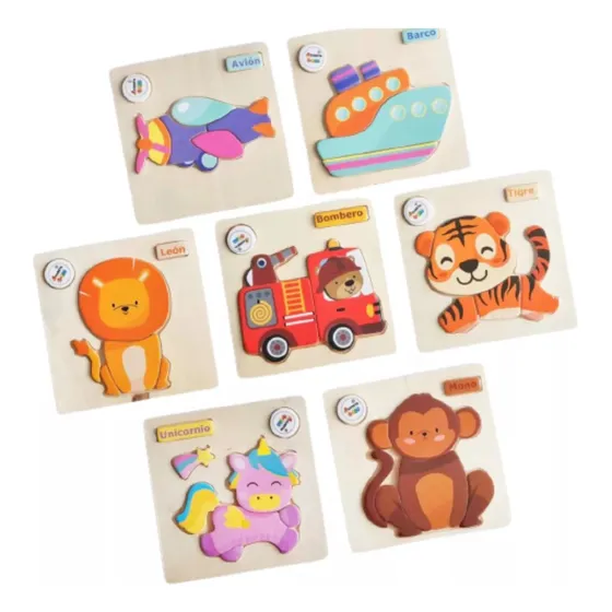 Pack X10 Rompecabezas Madera Con Nombre Surtido Mt07927