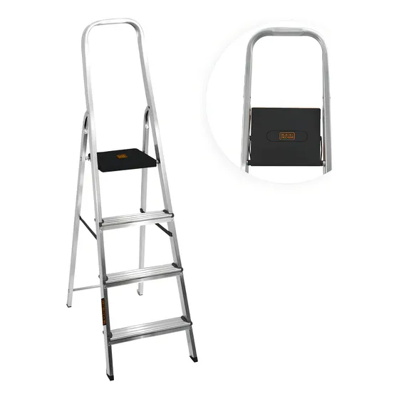 Escalera Black+decker 150k Aluminio 4 Escalones Bxld-esc0004