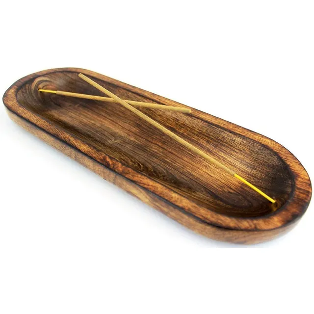 Quemador Incienso Hecho Mano Madera Soporte Para Ceniza 11 X