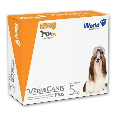Vermífugo Cães Pequeno Porte Vermicanis Plus 400 Mg Até 5 Kg