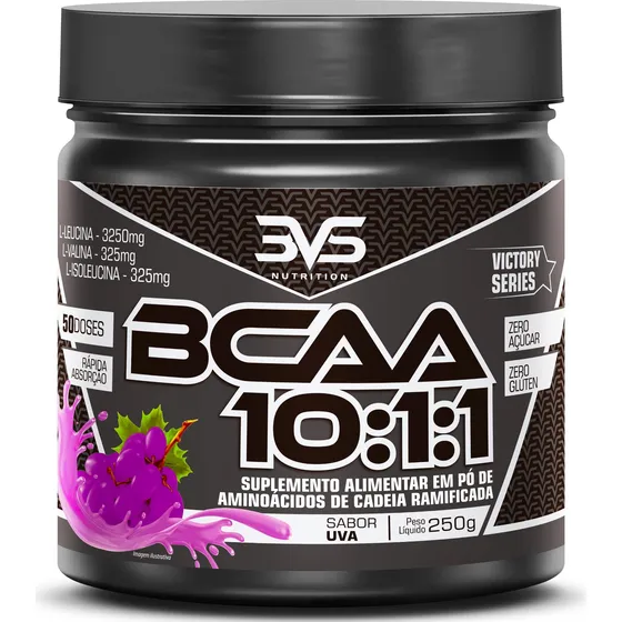 Bcaa Em Pó 10:1:1 Sabor: Uva - Fórmula Exclusiva Ultra Concentrada Com 3900mg De Aminoácidos Por Dose - 250g