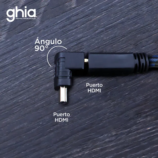 Adaptador Ghia Codo Hdmi Macho A Hdmi Hembra Angulo De 90