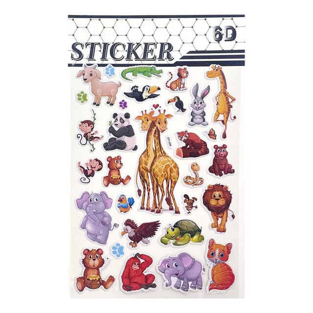 Stickers 6d Animalitos X 4 Unidades Decoración Sorpresitas