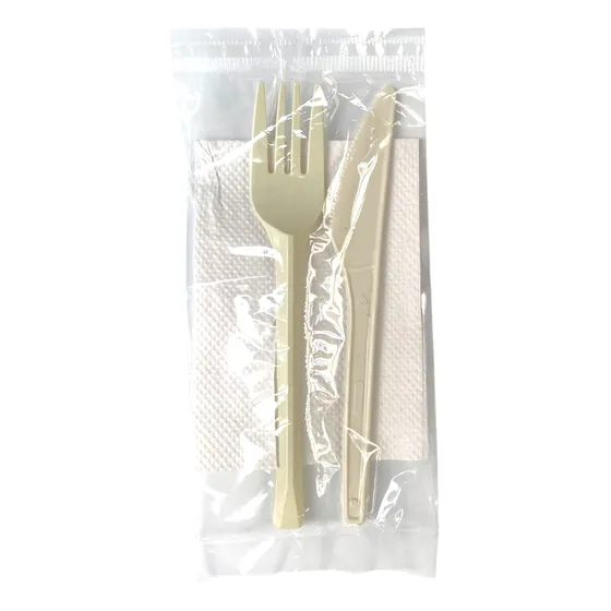 Kit Cubiertos Desechables Tenedor Cuchillo (100 Kits)