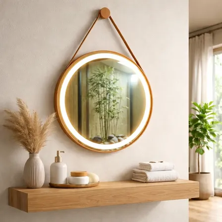 Espelho Adnet Redondo Com Led 40x40 Decorativo Suporte