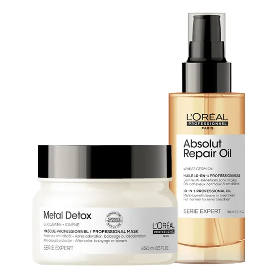 Kit Máscara Metal Detox + Spray Absolut Repair L'oréal Pro