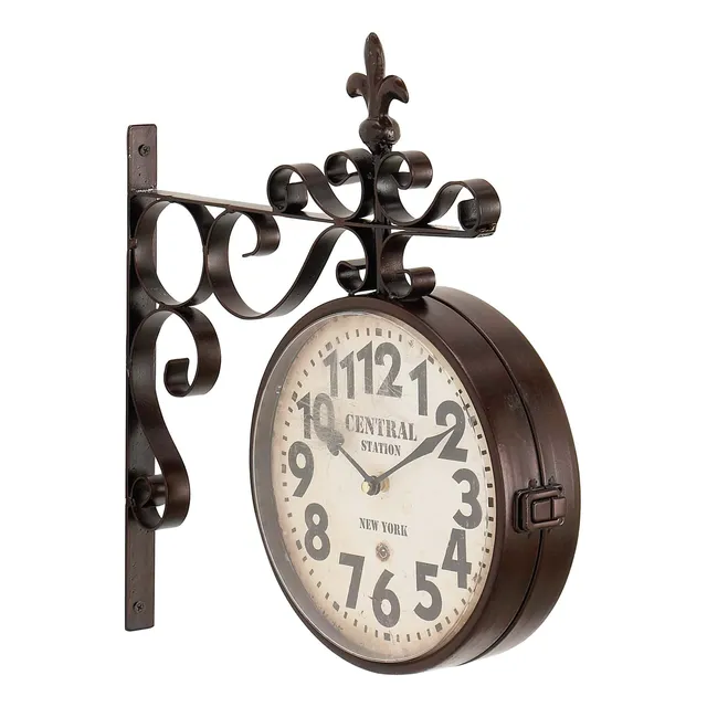 Deco 79 Reloj Pared Metal Estilo Vintage Diseño Voluta 15 X
