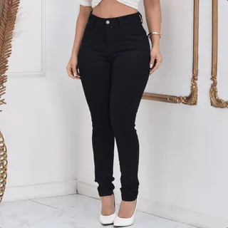 Calça Preta Jeans Feminina Skinny Cós Alto Levanta Bumbum Calça Preta Jeans Feminina Skinny Cós Alto Levanta Bumbum