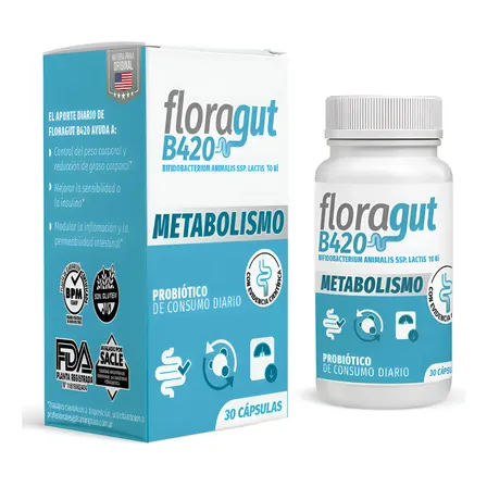 Floragut B420 Probiótico Ayuda Al Control Del Peso X30 Caps Sin Sabor