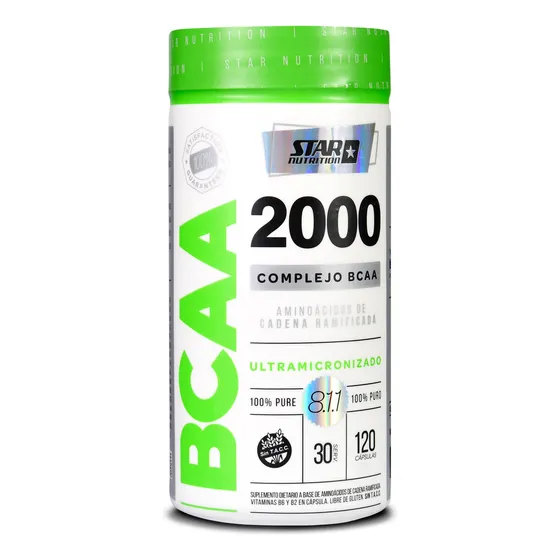 Bcaa 2000 X 120 Caps Star Nutrition Aminoácidos Ramificados