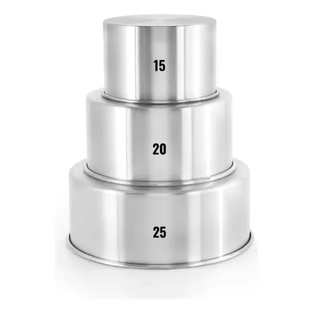Kit 3 Forma Assadeira Bolo Redonda Alta 15-20-25 Alumínio