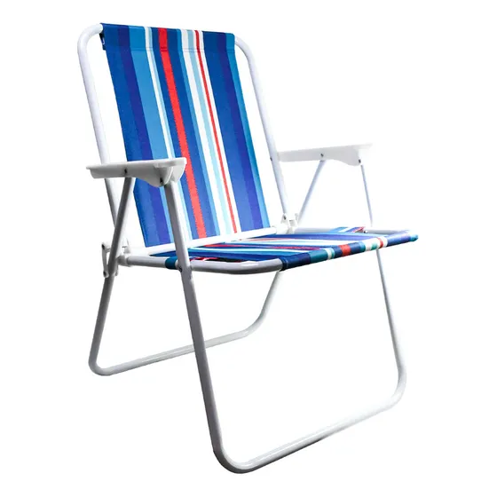 Silla Playera A Rayas De Acero Plegable Lh-3990