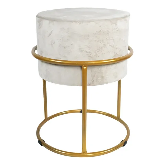 Puff Argola Resistente Confortável Luxo Aço Dourado Veludo 