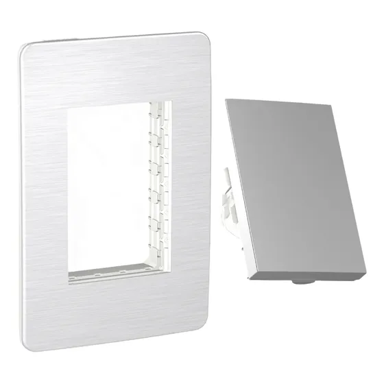 Placa Con Apagador Escalera 3 Modulos Plata Alu Schneider