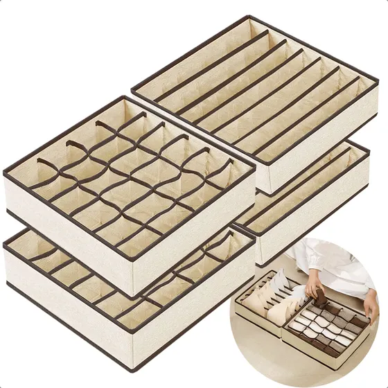 Kit 4 Divisor De Gaveta Nicho Organizador Roupas Cueca Meia