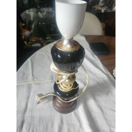 Velador Antiguo Base Metal Y Ceramica Funcionando