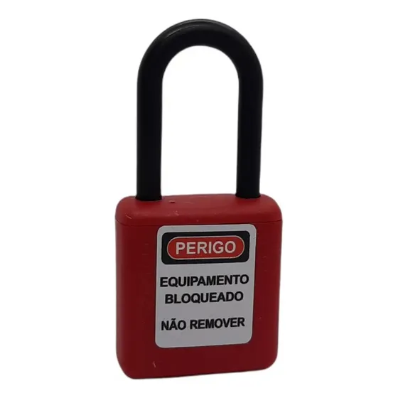 Cadeado Bloqueio Nr10 Haste Plastico Vermelho Tagout 38mm