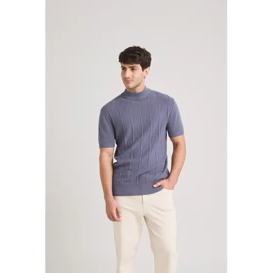 Vélez Polo Tejida Shadow Hombre Figuras Geométricas Azul