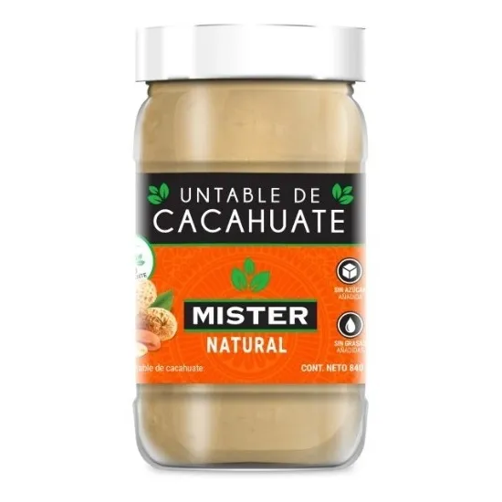 Crema De Cacahuate Untable  100% Natural 840g Sin Azucar / A