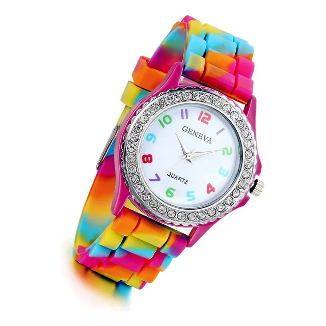 Lancardo Mujeres Cuarzo Ver Rhinestone Rainbow Color Uizmz
