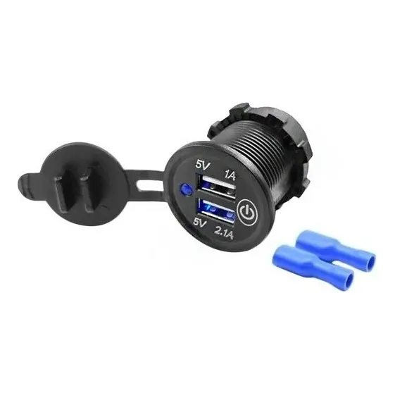 Adaptador Doble Usb Enchufe Con Luz 12v 1a/2.1a