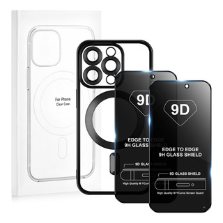 3 Kit Funda Para iPhone Magsafe + 9d Mica Privacidad Cristal 3 Kit Funda Para iPhone Magsafe + 9d Mica Privacidad Cristal