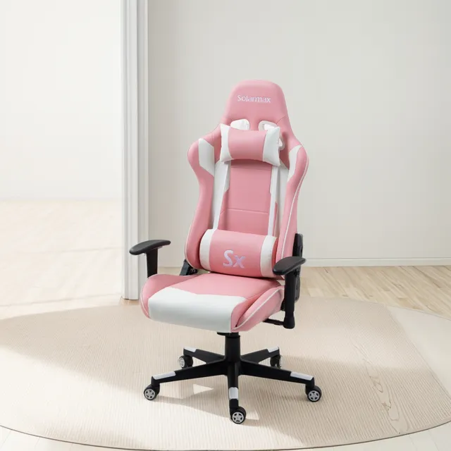 Silla Gamer Solarmax Ergonómica Giratoria Reclinable Rosa Material del tapizado Cuero sintético