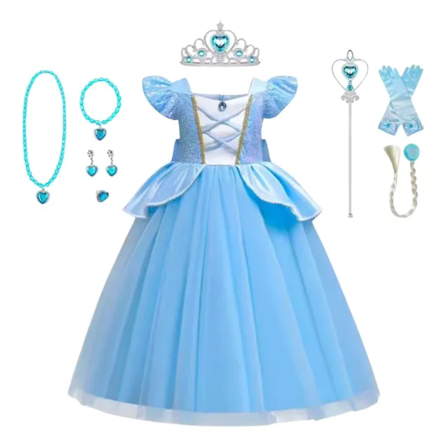 Dizfras Vestido Princesa Disney Bella Frozen Con Accesorios