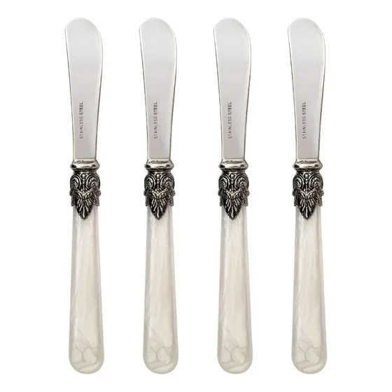 Juego Set X4 Untadores Acero Inoxidable Bacci Firenze Sakura Color Blanco