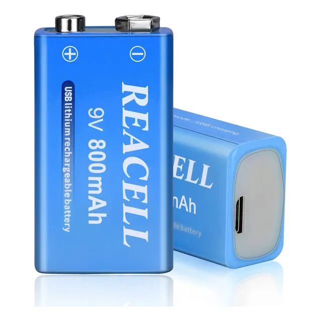 Reacell Baterias Recargables Usb De 9 V, Baterias De Litio R