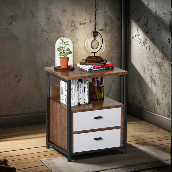 Buró De Madera Sencillos Mueble Para Recamaras Con 2 Cajones