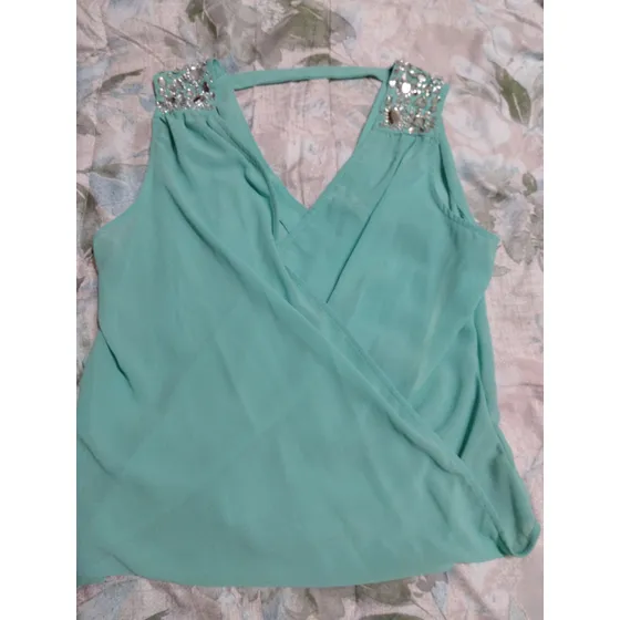 Blusa De Vestir. Para Dama Verde Agua 