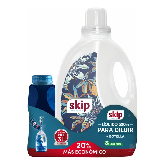Jabón Líquido Para Ropa Para Diluir Skip 500 Ml + Botella.