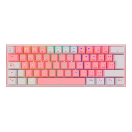 Teclado Redragon Fizz Pro K616-rgb Rosa/blanco Español Gamer Color Del Teclado Rosa Idioma Español Latinoamérica Teclado Redragon Fizz Pro K616-rgb Rosa/blanco Español Gamer Color Del Teclado Rosa Idioma Español Latinoamérica