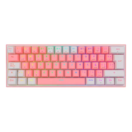 Teclado Redragon Fizz Pro K616-rgb Rosa/blanco Español Gamer Color del teclado Rosa Idioma Español Latinoamérica