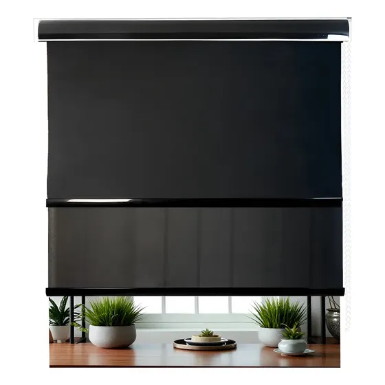 Cortina Roller Blackout Doble Visillo Beiti 100x200 Con Cenefa Color Negro Oscuro Modelo 1027bet Liso Para Pared Y Techo Con Kit De Instalación Y Soportes Con Diseño De Tela Material De Lona