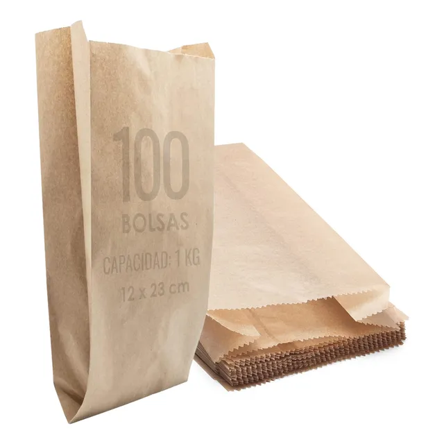 Bolsas De Papel Kraft 1 Kilo Pack 100 Bolsas
